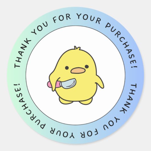 Cute Duck Thank You Sticker ラウンドシール (正面)