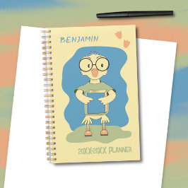 Cute Duck with Book Kid Yellow Academic Planner プランナー手帳