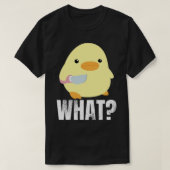 Cute duck with knife meme chick chicken goose what tシャツ (デザイン正面)