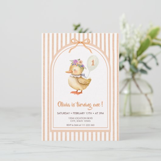 Cute Duckling Birthday Party Invitation 招待状 (スタンド正面)