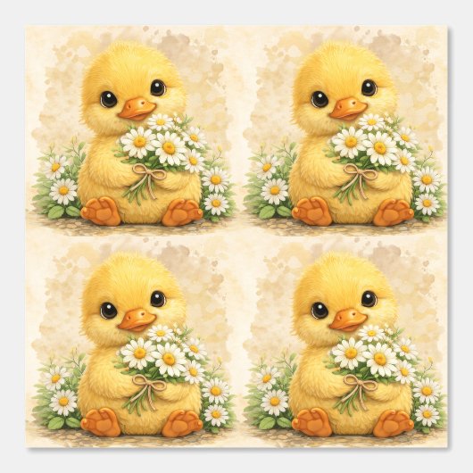 Cute Duckling Daisy Pattern Wallpaper 壁紙 (正面)