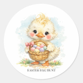 Cute Duckling Easter Egg Party ラウンドシール