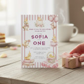 Cute Duckling First Birthday Invitation 招待状