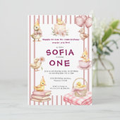 Cute Duckling First Birthday Invitation 招待状 (スタンド正面)