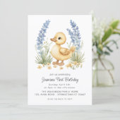 Cute Duckling Garden First Birthday QR Code  招待状 (スタンド正面)