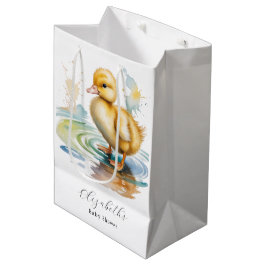 Cute Duckling Gender Neutral Baby Shower ミディアムペーパーバッグ