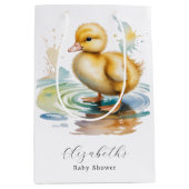 Cute Duckling Gender Neutral Baby Shower ミディアムペーパーバッグ (正面)