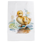 Cute Duckling Gender Neutral Baby Shower ミディアムペーパーバッグ (裏面)
