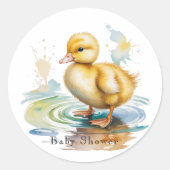 Cute Duckling Gender Neutral Baby Shower ラウンドシール (正面)