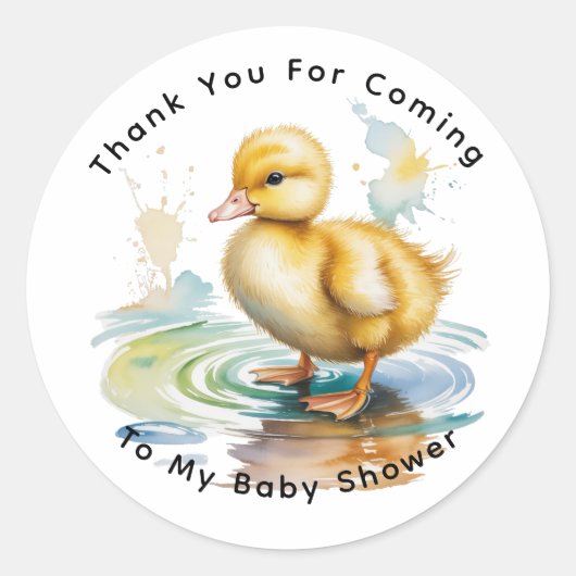 Cute Duckling Gender Neutral Baby Shower ラウンドシール (正面)