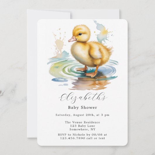 Cute Duckling Gender Neutral Baby Shower 招待状 (正面)