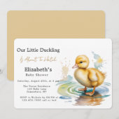Cute Duckling Gender Neutral Baby Shower 招待状 (正面/裏面)