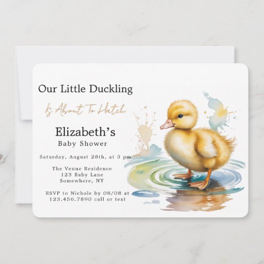 Cute Duckling Gender Neutral Baby Shower 招待状 (正面)