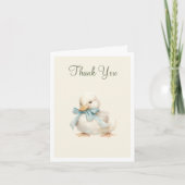 Cute Duckling with Ribbon Baby Shower Thank You サンキューカード (正面)