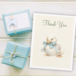 Cute Duckling with Ribbon Baby Shower Thank You サンキューカード