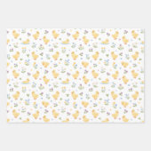 Cute Ducklings and Wildflowers Pattern ラッピングペーパーシート (正面3)
