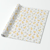 Cute Ducklings and Wildflowers Pattern ラッピングペーパー (アンロールド)
