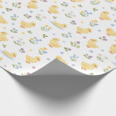 Cute Ducklings and Wildflowers Pattern ラッピングペーパー (角)
