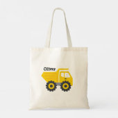 Cute Dump Truck yellow School name  トートバッグ (裏面)
