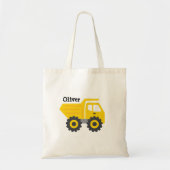 Cute Dump Truck yellow School name  トートバッグ (正面)