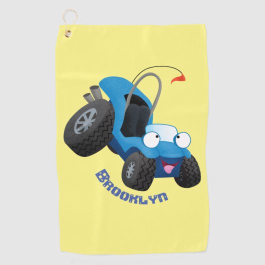 Cute dune buggy off road vehicle cartoon ゴルフタオル (正面)