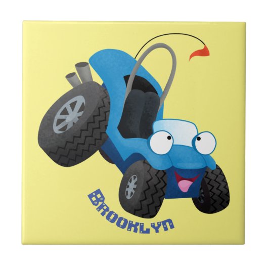 Cute dune buggy off road vehicle cartoon  タイル (正面)