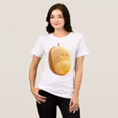 Cute Durian Baby with Soft Spikes and Smiling Face トライブレンドＴシャツ (正面全面)