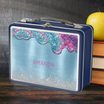 Cute dusty blue pink drips personalized
