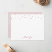 Cute dusty rose stars kids Personalized Stationery ノートカード (正面/裏面インサイチュ)
