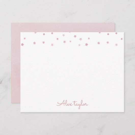 Cute dusty rose stars kids Personalized Stationery ノートカード (正面/裏面)