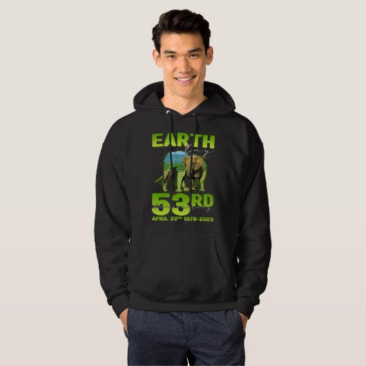 Cute Earth Day 53rd Anniversary Silhouette Of Elep パーカ (正面フル)
