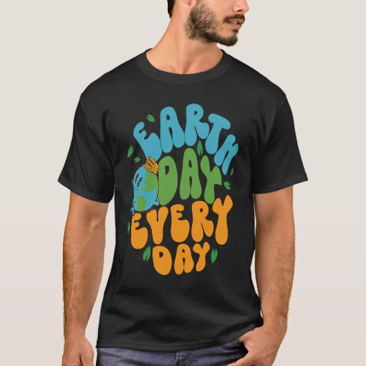 Cute Earth Day Every Day Retro Groovy 53rd Anniver Tシャツ (正面)