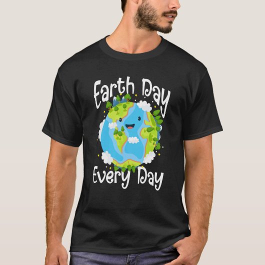 Cute Earth Day Every Day Save Our Planet Green Tシャツ (正面)