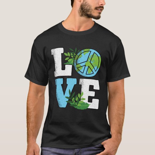 Cute Earth Day Love Planet Nature Tシャツ (正面)