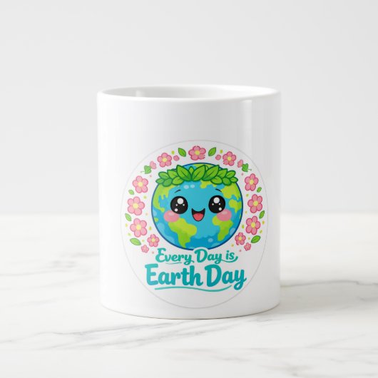 Cute Earth Day Specialty Mug ジャンボコーヒーマグカップ (正面)