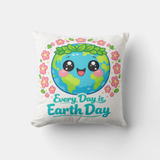 Cute Earth Day Throw Pillow クッション