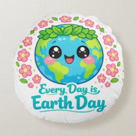 Cute Earth Day Throw Pillow ラウンドクッション