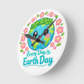 Cute Earth Day Wall Clock ラウンド壁時計 (傾斜)