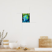Cute earth drinking water world water day ポスター (キッチン)