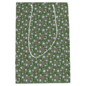 Cute Earth Tones Tiny Bluets Spring Wildflowers ミディアムペーパーバッグ (正面)