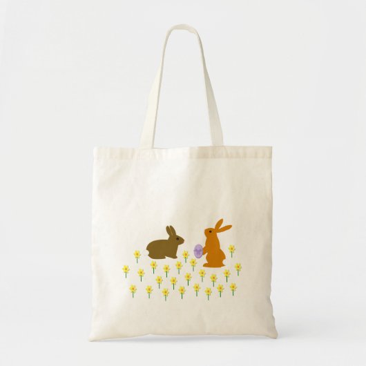 Cute Easter Bunnies and Daffodils Tote Bag トートバッグ (正面)