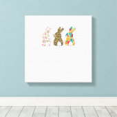 Cute Easter Bunnies Leopard Bunny and Flower Bunni キャンバスプリント (インサイチュ (ウッドフロア))