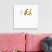Cute Easter Bunnies Leopard Bunny and Flower Bunni キャンバスプリント (インサイチュ (リビング))