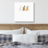 Cute Easter Bunnies Leopard Bunny and Flower Bunni キャンバスプリント (インサイチュ (寝室))