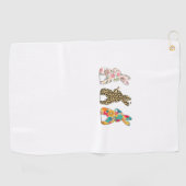 Cute Easter Bunnies Leopard Bunny and Flower Bunni ゴルフタオル (横)