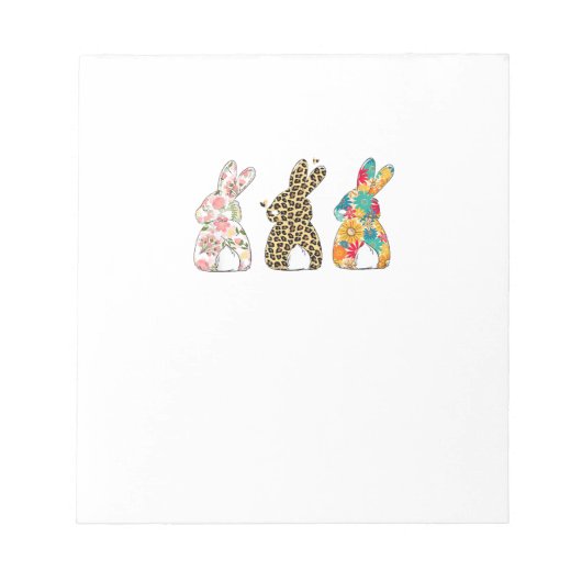 Cute Easter Bunnies Leopard Bunny and Flower Bunni ノートパッド (正面)