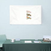 Cute Easter Bunnies Leopard Bunny and Flower Bunni 横断幕 (トレードショー)