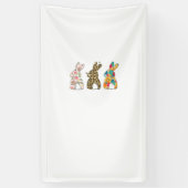 Cute Easter Bunnies Leopard Bunny and Flower Bunni 横断幕 (縦)