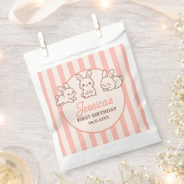 Cute Easter Bunnies Pink Girl 1st Birthday Party フェイバーバッグ