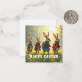 Cute Easter Bunnies Walking in Spring Meadow ノートカード (正面/裏面インサイチュ)